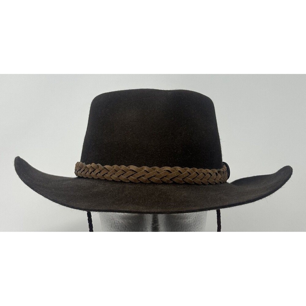 Australian Outback Collection Fur Felt Hat Size S Brown Western Leather Braid